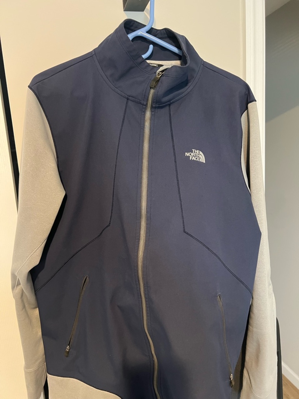 The North Face Navy Body with Gray Sleeves Zip-Up Jacket